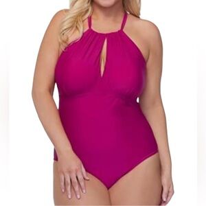 Raisins Curves Pink Catania One Piece Swimsuit Size 24W